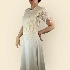 Vintage 80s Filigree Ltd. Collection Ivory Special Occasion Dressy Dress Size 12